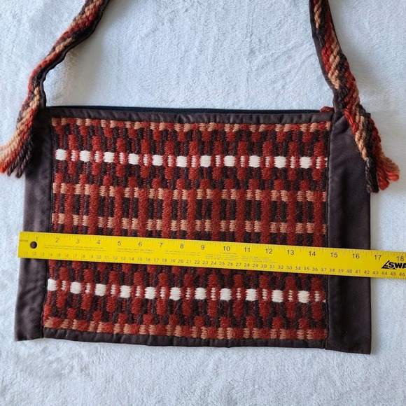 BOHO Woven Yarn Purse Bag Tapestry Handmade Tribal‎ Aztec Cottage Braided Fringe - Picture 5 of 16